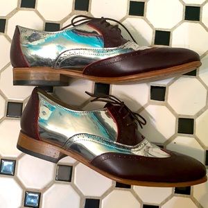 Dieppa Restrepo Silver Mirrored Leather Oxfords
